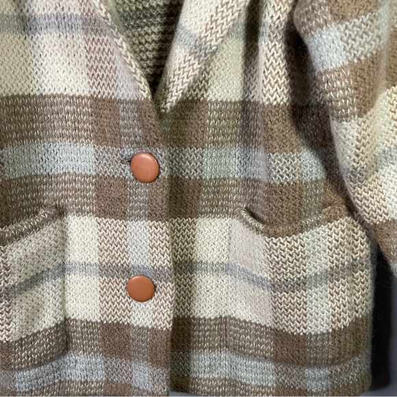 I.B. Diffusion Plaid Mohair Blend Winter Peacoat w/ Shoulder Pads Size Small - Picture 5 of 6